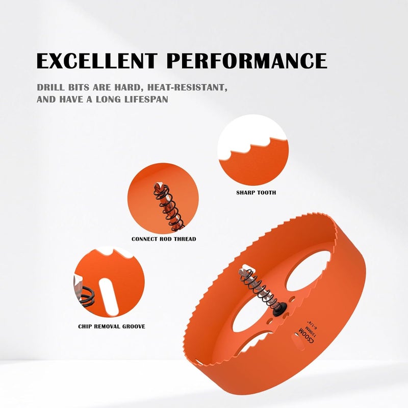 CSOOM 6-1/4" (159mm) Bi-Metal Hole Saw for Plastic, Wood, Plywood, Thin Steel and Thin Aluminum Sheets - Image 3